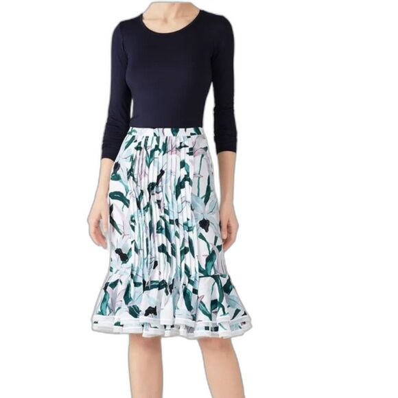 Tory Burch Pleats Ruffle Louisa Silk Floral Printed Knee Length Size 2 - Picture 1 of 14